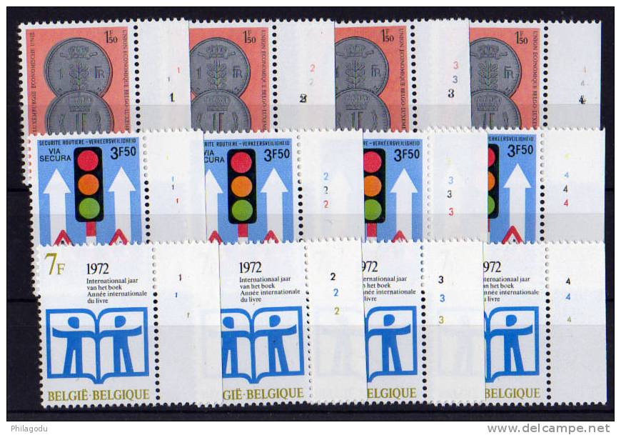 Belgique 1972, « Sécurité Routière, Année Internationale Du Livre, Campagne Mondiale Du Coeur - 1971-1980