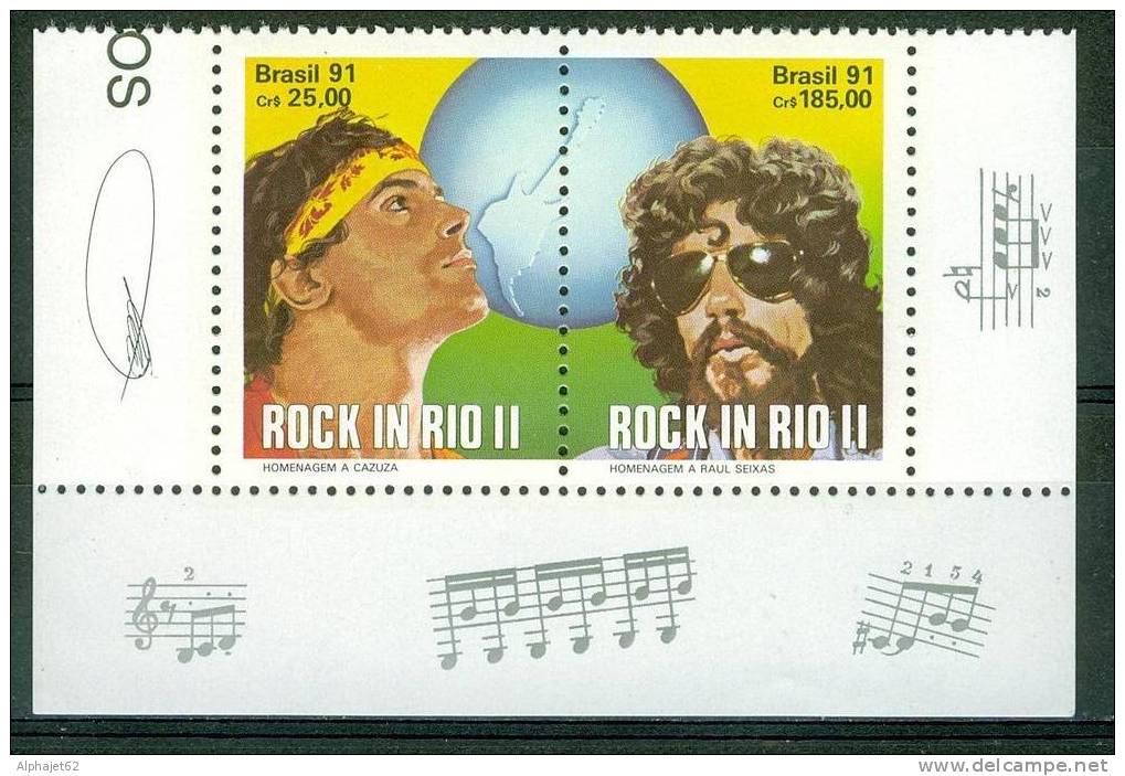 Musique - BRESIL - Rock à Rio - N° 2002a ** - 1991 - Unused Stamps
