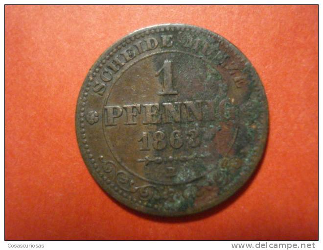 9194  SAXONY SACHSEN   DEUTSCHLAND GERMANY ALEMANIA   UN PFENNING     AÑO / YEAR 1863 B MBC/VF - Other & Unclassified