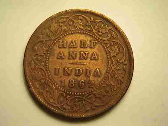 INDIA 1862  HALF ANNA - Ttb - India