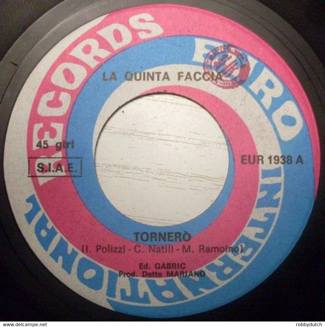 * 7" * LA QUINTA FACCIA - TORNERO - Otros - Canción Española