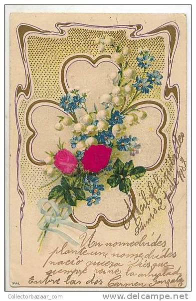 VINTAGE POSTCARD POSTAL CPA Colourfull Flowers - Otros & Sin Clasificación