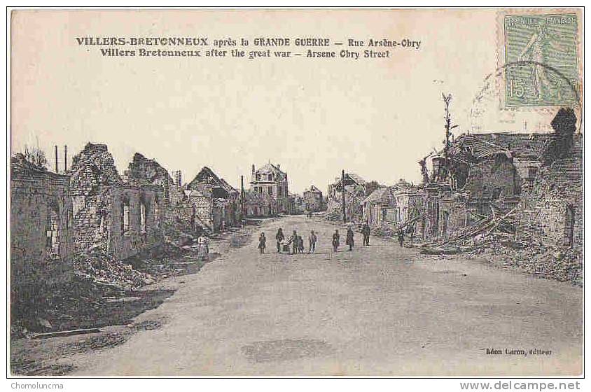 CPA Villers Bretonneux Rue Arsène Obry Apres La Grande Guerre 14 18 - Villers Bretonneux