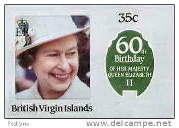 BR.VIRGIN ISLANDS 1986, QII Birthday 35c SW WATERMARK, Imperf Proof, No Blue  [épreuve,Druckprobe, Prueba,prova,proeven] - British Virgin Islands