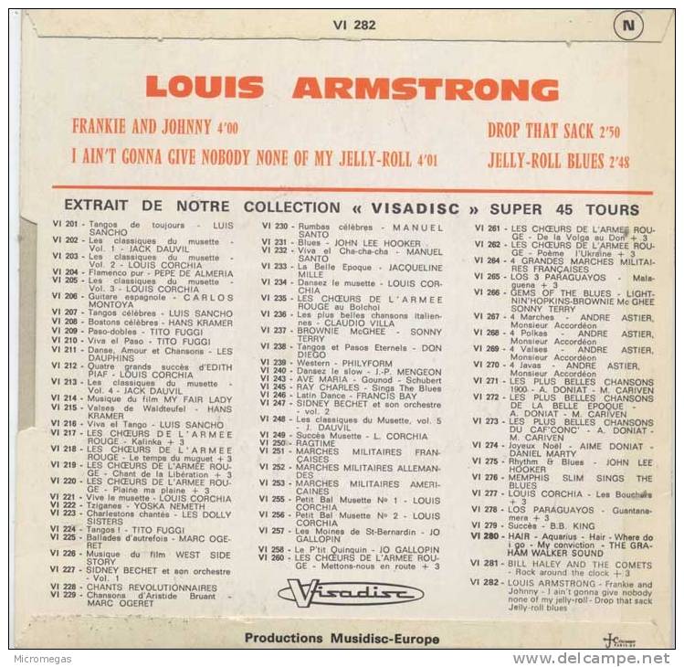 45T   Louis Armstrong : Frankie And Johnny - Jazz