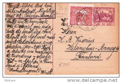 Tsc094/  CSSR - Mähr-Neustadt 1919 Nach Finnland. GA + Mi. 26 Ub.) - Briefe U. Dokumente