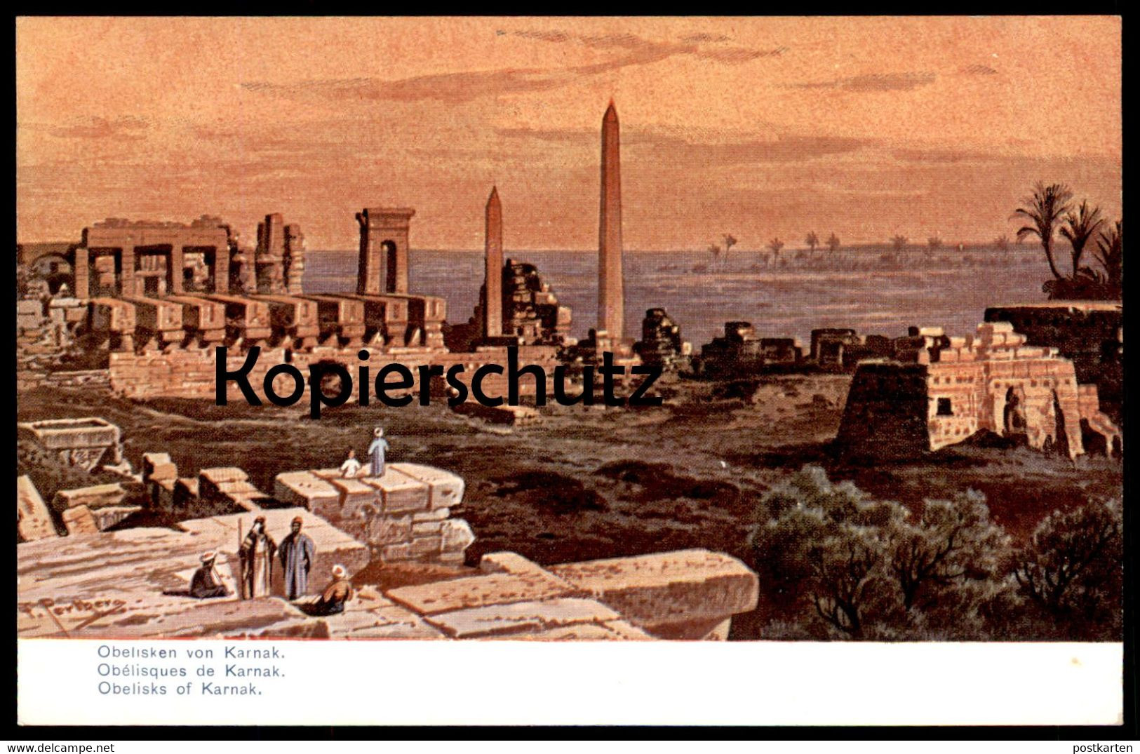 ALTE POSTKARTE FRIEDRICH PERLBERG OBELISKEN VON KARNAK Bei Luxor Ägypten Egypt Obelisk Scheich Sheik Cheik Cpa Postcard - Perlberg, F.