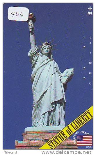 Telecarte Statue Of Liberty (406) Statue De La Liberte Twins Towers New York USA  Phonecard - Landscapes