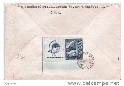 Tsc131/ CSSR -  Industrieaufbau Mit Zierfeld + 2-facher Zensur 1947 - Briefe U. Dokumente