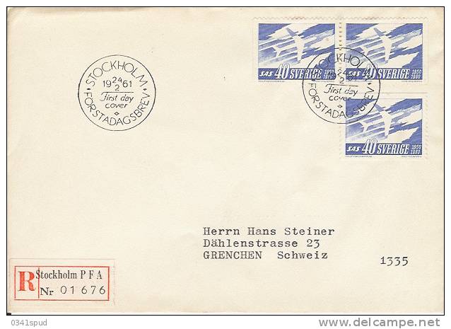 1961  Suéde Sweden FDC  SAS - Covers & Documents