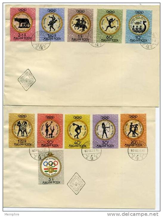 1960  FDC Rome Olympic Games  Complete Set On 2 Covers -- Scott 1326-35, B218   -- Mi Nr  1686-1696 - FDC