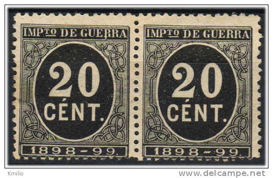 Edifil 239(*) Nuevos En Pareja. 1898 Cifras Impuesto De Guerra 20 Cts - Nuovi