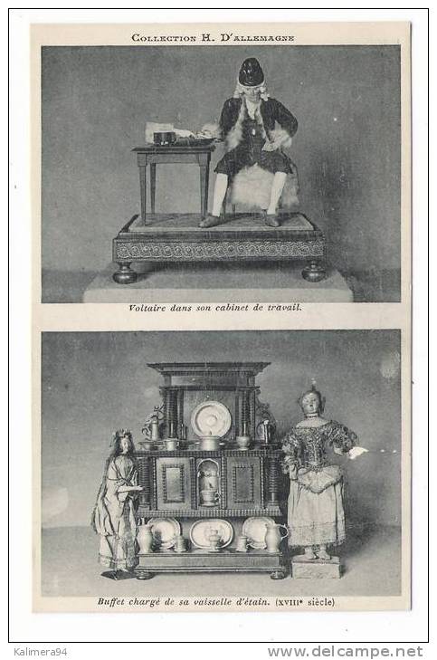 Collection  H. D´ ALLEMAGNE  ( Jouets XVIIIe Siècle ) / VOLTAIRE....CABINET DE TRAVAIL + BUFFET...VAISSELLE....ETAIN - Objets D'art