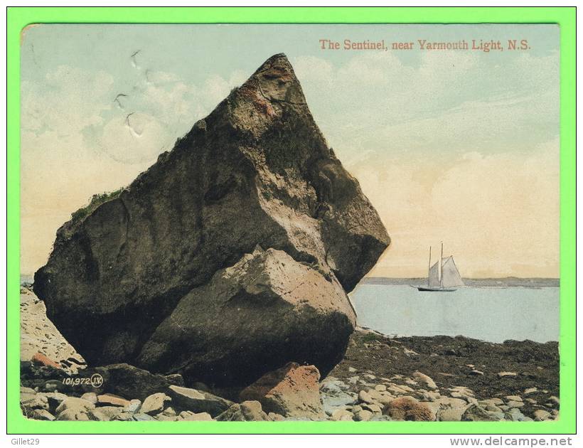 YARMOUTH LIGHT, NOVA SCOTIA - THE SENTINEL - ANIMATED SHIP - TRAVEL IN 1909 - UNDIVIDED BACK - VALENTINE & SONS - - Yarmouth