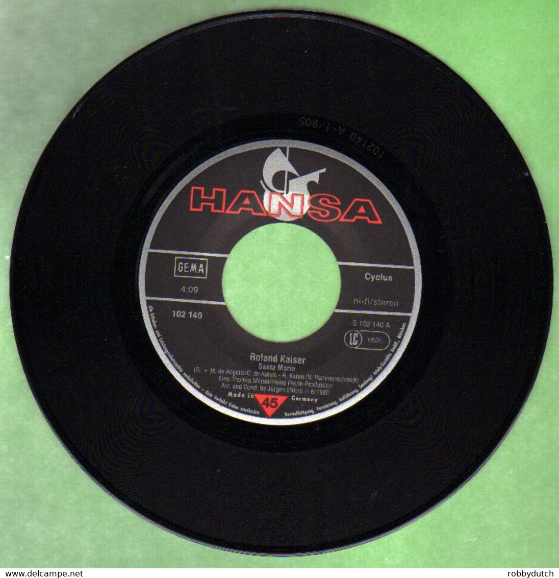 * 7" * ROLAND KAISER - SANTA MARIA (Holland 1980 Ex-!!!) - Otros - Canción Alemana