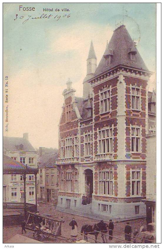 FOSSES = Hôtel De Ville - Carte Couleur Animée (Nels  Bxl  S.91  N° 12) 1906 - Fosses-la-Ville