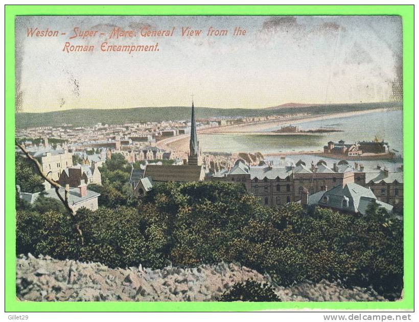 WESTON-SUPER-MARE - GENERAL VIEW FROM THE ROMAN ENCAMPMENT - CARD TRAVEL - - Weston-Super-Mare