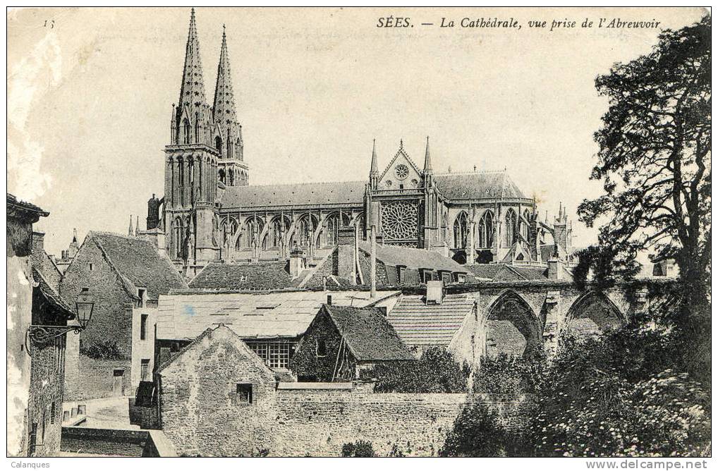 CPA Sèes - La Cathédrale, Vue Prise De L'Abreuvoir - Sees