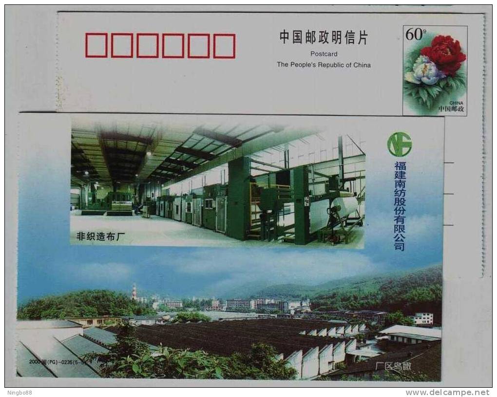 Nonwoven Fabric Equipment Production Line,China 2000 Nanfang Textile Group Advertising Pre-stamped Card - Textiel