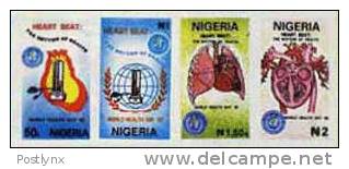 NIGERIA 1992. Lungs Heart World Health Day. IMPERF. 4-STRIP (from Sheetlet) [non Den[non Dentelé,Geschnitten,no Dentado] - Nigeria (1961-...)