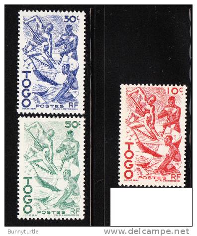 Togo 1947 Def Extracting Palm Oil 3v Mint - Andere & Zonder Classificatie
