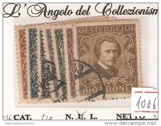 10062) 1922 AUSTRIA/OSTERREICH, N° 290A/296A 7 Valori USATI - Unused Stamps