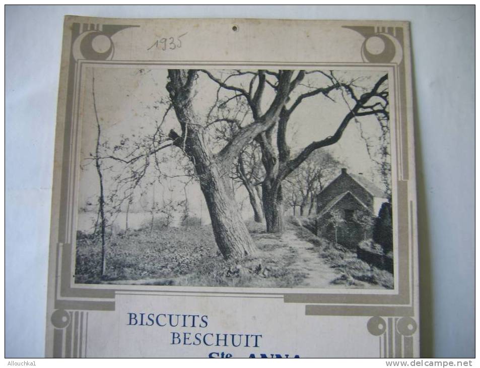 1935-BELGIQUE-CALENDRIER GRAND FORMAT DE1935 PUBLICITE POUR LES BISCUITS-BESCHUIT STE ANNA HAELTERT- PAYSAGE MAISON ARBR - Big : 1921-40