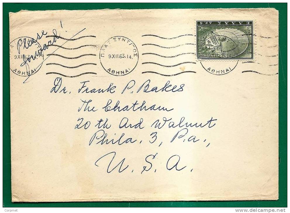 GREECE - VF 1963 COVER ATHENS To PHILADELPHIA - Briefe U. Dokumente