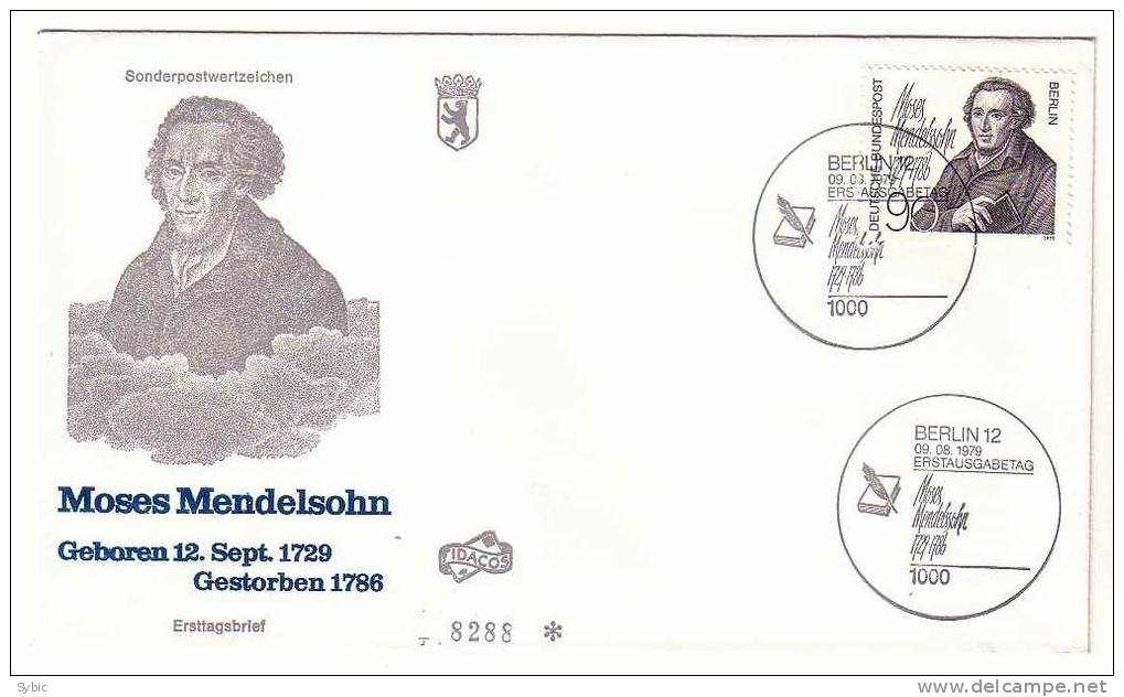 ALLEMAGNE - Berlin - FDC / Ersttag / 1er Jour - 09/08/1979 - Mendelsohn - Briefe U. Dokumente