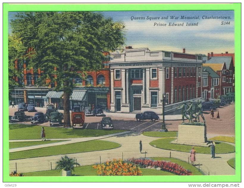 CHARLOTTETOWN, PEI  - QUEENS SQUARE AND WAR MEMORIAL - ANIMATED OLD CARS - - Charlottetown