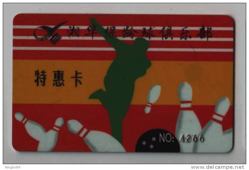 China Xianghua Bowling Club VIP Member IC Chip Card - Bowling