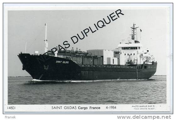 6796 - Cargo (Caboteur) " SAINT GILDAS"  (1984) - Compagnie Morbihannaise De Navigation - Commerce