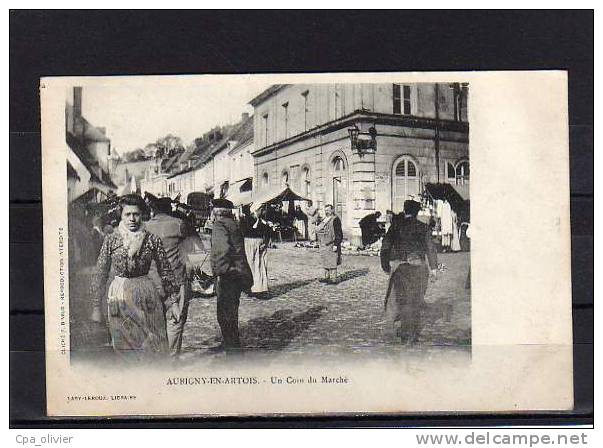 62 AUBIGNY EN ARTOIS Marché, Animée, Beau Plan, Ed Laby Leroux, 1906 - Aubigny En Artois
