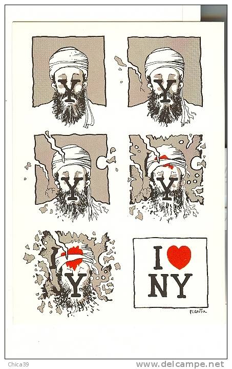 PLANTU  -  Etats-Unis, 2001 : Al-Qaida Vise New York Au Coeur  Format 15 X 10,5 Cm - Plantu