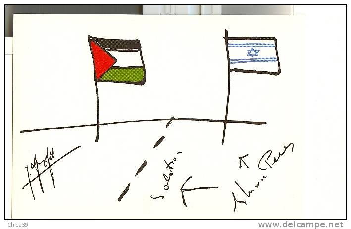 PLANTU  -  Proche-Orient 1991 Et 1992 : Dessin De Plantu Paraphé Par Yasser Arafat Et Shimon Pérès  Format 15 X 10,5 Cm - Plantu