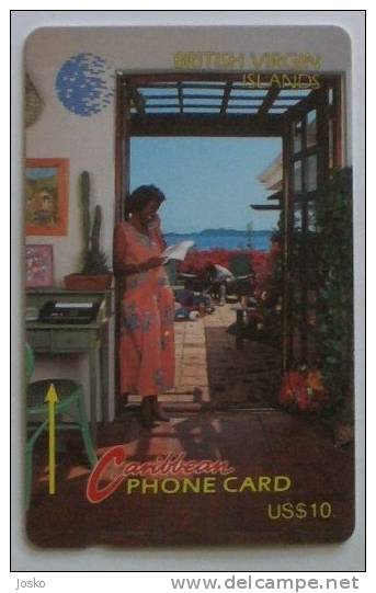 WOMAN OF THE PHONE (  British Virgin Islands - Code 13CBVB  ) - Old And Rare Card , Only 7.500 Ex. - Virgin Islands
