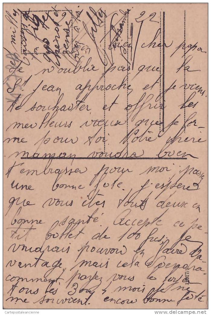 Lisez Petit Billet 100frcs Pour La SAINT JEAN CPA Détourée D'après AQUARELLE Arbre Datée 27.06.1922 - 4573A - Autres & Non Classés