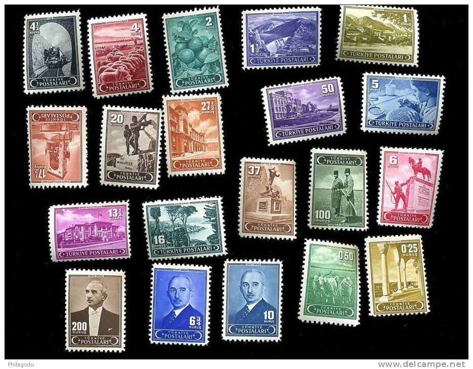 TURKIYE Set 20 Values Mint NH  Michel 1113/32 Catalogue 60 Euros = 55 £ - Nuovi