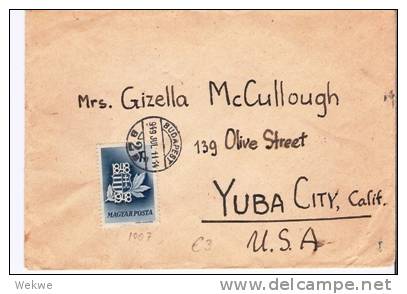 Ung277// - UNGARN -  Staatswappen Mit Jahreszahlen 1848/1948, Nach Yuba, USA - Storia Postale