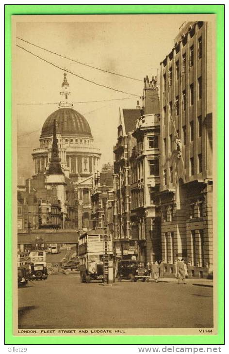 LONDON, UK - FLEET STREET AND LUDGATE HILL - ANIMATED - PHOTOCHROM CO LTD GRAPHIC STUDIO - - Londres – Suburbios