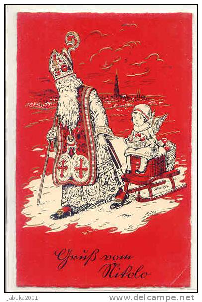 #029 ST NICHOLAS EMBOSSED OLD POSTCARD - Other & Unclassified