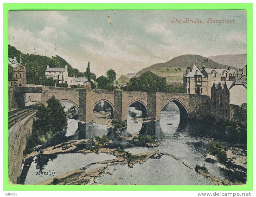 LLANGOLLEN, WHALES - THE BRIDGE - CARD TRAVEL IN 1906 - J.V. - VALENTINE´S SERIES - - Denbighshire