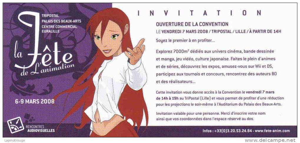 Carton Invitation Fête De L'animation Lille 2008 - Postcards