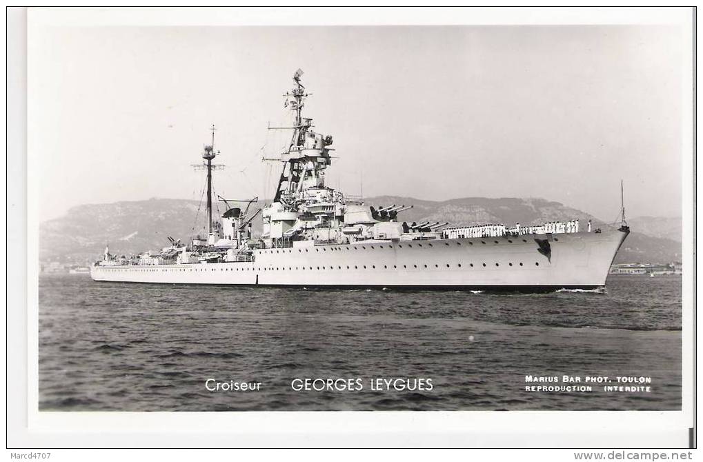 GEORGES LEYGUES Bateau De Guerre Croiseur  Edition Mercier à Toulon Véritable Photo - Guerra