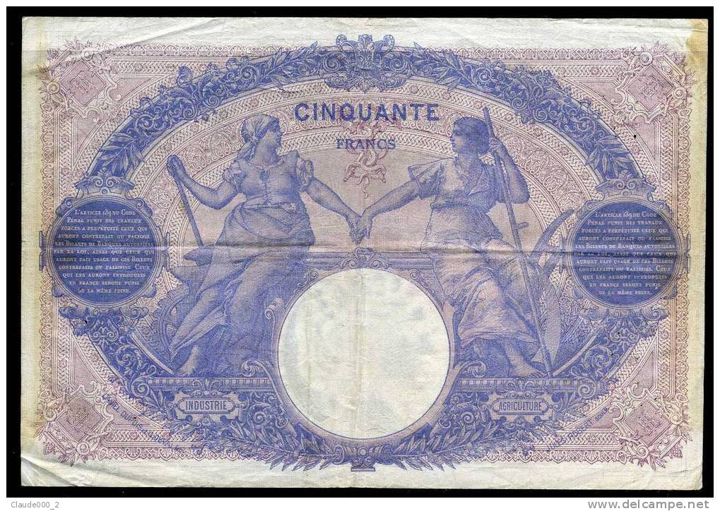 50 FR   BLEU ET ROSE   18-5-1915   TTB - 50 F 1889-1927 ''Bleu Et Rose''