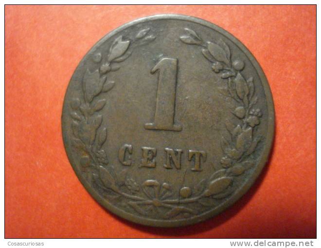 9242  NETHERLANDS HOLANDA HOLLAND   1 CENT       AÑO / YEAR  1880  MBC-/VF- - 1849-1890 : Willem III