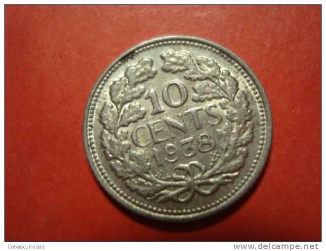 9250  NETHERLANDS HOLANDA HOLLAND   10 CENTS   SILVER COIN     AÑO / YEAR  1938 UNC- / SC- - 10 Cent