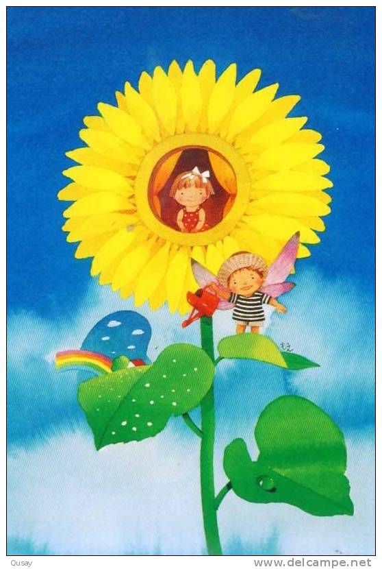 Rainbow  , Flower Cartoon Bee  ,   Japan  Pre-stamped Card , Postal Stationery - Climate & Meteorology