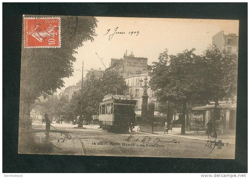 Saint Mandé (94) - La Porte Doré ( Ou Dorée ?? Tramway F.F. 14 Bis  Voyagé En 1909) - Saint Mande