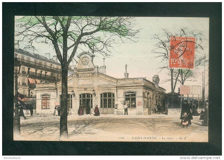 Saint Mandé (94) - La Gare ( Animée  Colorisée G.I. 1125  Voyagé En 1908) - Saint Mande